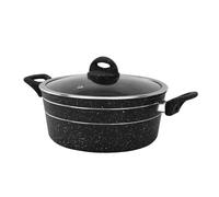Non Stick Casserole Dish with Tempered Glass Lid Cooking Pot Royalford Black Medium