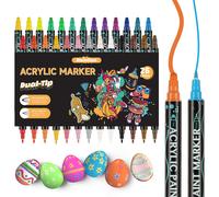 26 Colour Dual Tip Acrylic Paint Pens for Rock, Wood & Glass - Fast Drying Markers