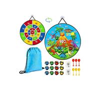 26 Double Sided Foldable Kids Dart Board Set Dinosaur/Unicorn Theme 12 Velcro 6 Darts Storage Bag Indoor Outdoor Party Games Toys Gifts Boys Girls