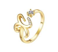 26 English Alphabet Ring For Women Versatile Open Ended Adjustable Ring Valentine's Day Valentine's Day Couple Giving Each Other Adjustable Silver Rings For Women