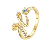 26 English Alphabet Ring For Women Versatile Open Ended Adjustable Ring Valentine's Day Valentine's Day Couple Giving Each Other Adjustable Silver Rings For Women