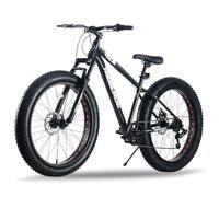 26" Fat Tire Mountain Bike for Adults 7 Speed Snow Bike All-Terrain Full Suspension Mountain Bicycle with Dual Disc Brake 17 Inch Frame Bicycle for Men Women (26inch Fat Tire Mountain Bike)
