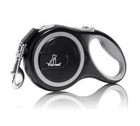 26 FT Retractable Dog Leash Strong Nylon Tape No Tangle, Heavy Duty Great Leash for Dog up to 110 lbs, Pause, Lock, Perfect for Small-X Large Dogs One-Handed Brake (Black)