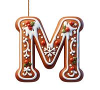 26 Gingerbread Alphabet Letter Ornaments, 2D Flat A To Z Letters - Christmas Tree Candy Cane Initial Letter Pendant for Diy Crafts, DIY Hanging Letters Ornaments for Christmas Tree Decorations (#M)