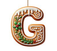 26 Gingerbread Alphabet Letter Ornaments, 2D Flat A To Z Letters - Christmas Tree Candy Cane Initial Letter Pendant for Diy Crafts, DIY Hanging Letters Ornaments for Christmas Tree Decorations (#G)