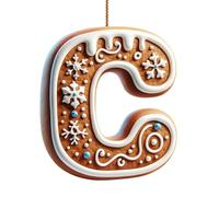 26 Gingerbread Alphabet Letter Ornaments, 2D Flat A To Z Letters - Christmas Tree Candy Cane Initial Letter Pendant for Diy Crafts, DIY Hanging Letters Ornaments for Christmas Tree Decorations (#C)