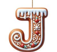 26 Gingerbread Alphabet Letter Ornaments, 2d Flat A To Z Letters - Xmas Tree Hanging Ornaments for Diy Crafts, Christmas Tree Candy Cane Initial Letter Pendant, Mini Monogram Hanging Decorations