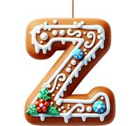 26 Gingerbread Alphabet Letter Ornaments, 2d Flat A To Z Letters - Xmas Tree Hanging Ornaments for Diy Crafts, Christmas Tree Candy Cane Initial Letter Pendant, Mini Monogram Hanging Decorations