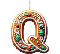 26 Gingerbread Alphabet Letter Ornaments, 2d Flat A To Z Letters - Xmas Tree Hanging Ornaments for Diy Crafts, Christmas Tree Candy Cane Initial Letter Pendant, Mini Monogram Hanging Decorations