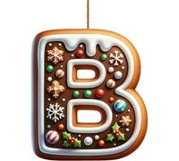26 Gingerbread Alphabet Letter Ornaments, 2d Flat A To Z Letters - Xmas Tree Hanging Ornaments for Diy Crafts, Christmas Tree Candy Cane Initial Letter Pendant, Mini Monogram Hanging Decorations