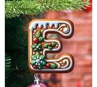 26 Gingerbread Alphabet Letter Ornaments, 2d Flat A To Z Letters - Xmas Tree Hanging Ornaments for Diy Crafts, Christmas Tree Candy Cane Initial Letter Pendant, Mini Monogram Hanging Decorations