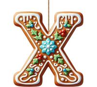26 Gingerbread Alphabet Letter Ornaments, 2d Flat A To Z Letters - Xmas Tree Hanging Ornaments for Diy Crafts, Christmas Tree Candy Cane Initial Letter Pendant, Mini Monogram Hanging Decorations