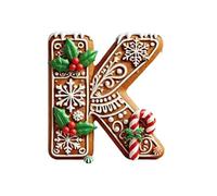 26 Gingerbread Alphabet Letter Ornaments, Christmas Tree Candy Cane Initial Letter Pendant, 2D Flat A To Z Letters - DIY Hanging Letters Ornaments for Christmas Tree Decorations (#K)