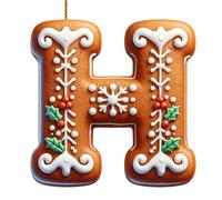 26 Gingerbread Alphabet Ornaments For Christmas Tree Candy Cane Initial Letter Pendant With Berries Pattern Christmas Ornaments Hanging Decorations For Decor