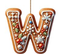 26 Gingerbread Alphabet Ornaments for Christmas Tree, Xmas Tree Hanging Pendant Decoration for Christmas Party Gifts DIY Decor (W)