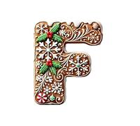 26 Gingerbread Alphabet Ornaments for Christmas Tree, Xmas Tree Hanging Pendant Decoration for Christmas Party Gifts DIY Decor (F)