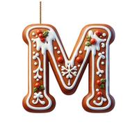 26 Gingerbread Letter Christmas Ornaments,2D A To Z Letters christmas hanging decorations,26 Initial Candy Cane Alphabet Pendant with Berries Pattern,Xmas Tree Hanging Ornaments for DIY Crafts (M)
