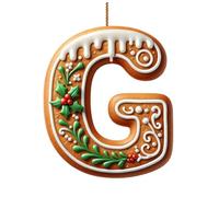26 Gingerbread Letter Christmas Ornaments,2D A To Z Letters christmas hanging decorations,26 Initial Candy Cane Alphabet Pendant with Berries Pattern,Xmas Tree Hanging Ornaments for DIY Crafts (G)