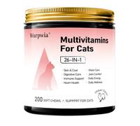 26-in-1 Cat Multivitamin 200 Count - Soft Chews with Taurine, Omega-3, Beta Glucan for Heart, Immune, Skin & Coat, Joint & Digestive Health - Chicken