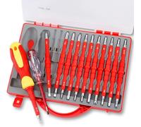 26 in 1 Insulated Screwdriver Set, Magnetic Electrician Multifunctional Screwdriver Tool Kit, Dual Head Interchangeable Bits Torx Hex Slotted Screwdrivers for Electricians Repair