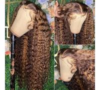 26 Inch 4/30 Highlight Ombre Deep Wave Lace Front Wigs Human Hair Pre Plucked 180% Glueless HD Transparent Lace Front Wigs with Baby Hair 13X4 Water Wave Lace Frontal Wigs Human Hair for Women