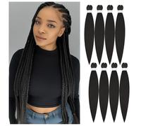 26 Inch 8 Packs Pre Stretched Braiding Hair Hot Water Setting Synthetic Fiber Yaki Texture Braiding Hair Extension （1B#）