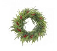 26 Inch Artificial Christmas Wreath,Artificial Norfolk Pine Christmas Wreath with Eucalyptus, and Red Berries,Outdoor Indoor All-Season Decor for Window, Wall, Mantle, Farmhouse