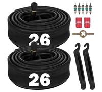 26 inch Bike Inner Tube, 2Pcs Heavy Duty Bicycle Tire Tubes for 26x1.75/1.95/2.25 ETRTO 47/57-406 TR4A-34L Valve with Tire Lever, Mountain Bike Tire Tubes