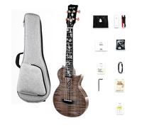 26 - Inch Concert Ukulele with Flowered Fingerboard - All - in - One Package with Storage & Maintenance Tools(Black)