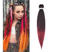 26 Inch Easy Braids Professional Pre-stretched Synthetic Hair For Braiding Hot Water Setting Ombre Crochet Braids Hair Extensions - Natural Black & Wine Red