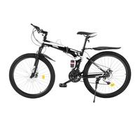 26 Inch Folding Mountain Bike All Terrain Folding Bicycle mountain bike 21-speed Bicycle for Men Women 1.6-1.8m Adjustable Height Black Silver