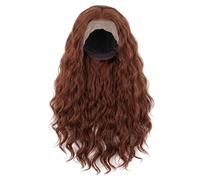 26 Inch Long Curly Ginger Brown Lace Front Wig, 13x4 Base Synthetic Wig, Ginger Lace Front Wigs Human Hair Look, Dark Brown
