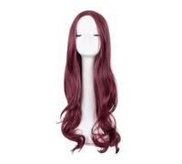 26 inch Long Curly Wig Synthetic Middle Part Line Hair Cos-play Halloween Party Womans Hair Topper(Wine Red)