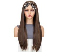 26 Inch Long Straight Headband Wigs for Women, Black Synthetic Wig for Women Charming(BW-27-33)
