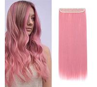 26 Inch One Piece 5 Clips Matte Material Hair Extension Straight Clip In Hairpiece Synthetic For Women Beauty, Ash Pink