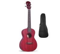 26 Inch Portable Ukulele Solid Wood Top Ideal For Adult Beginners Ukulele(Red)