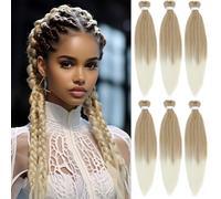 26 Inch Pre Stretched Braiding Hair，6 Packs Soft Yaki Texture EZ Braid for Box Braids Hot Water Setting Synthetic Fiber Hair Extensions（27/613#）