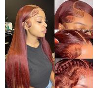 26 Inch Reddish Brown Wigs 13X4 Hd Transparent Lace Frontal Straight Human Hair Glueless 33B Auburn Copper Colored Wigs For Black Women