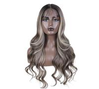 26 Inch Synthetic Lace Front Wigs For Women,Pre Plucked Body Wave Glueless Curly Wavy Wig,Natural Hairline Hair(NTSN4-UN9-12R)