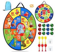 26 Inches Double-sided Foldable Kids Dart Board Set, Maomaoyu Velcro Dart Board for Party Garden Games for Kids with 12 Velcro Balls, Outdoor Toys & Presents for 5 6 7 8 9 10 11 Year Old Boys, Animal