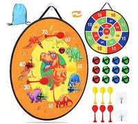 26 Inches Double-sided Foldable Kids Dart Board Set, Velcro Dart Board for Party Garden Games for Kids with 12 Velcro Balls, Outdoor Toys & Presents for 5 6 7 8 9 10 11 Year Old Boys, Dinosaur