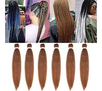 26 inches Easy Braids Pre-stretched Yaki Braiding Hair 6PC-540g #Auburn Crochet Hair Extension Synthetic Hair Hot Water Setting