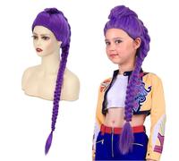 26 Inches Long Purple Braid Anime Costume Wig - High Temperature Heat Resistant Silk Fiber - Natural Looking Costume Wig for Halloween Party, Cosplay (Purple - Child)