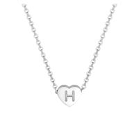 26 Initial Heart Shape Alphabet Necklace For Women Necklaces A Z Silver Girls Cute (H, One Size)