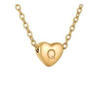 26 Initial Heart Shape Alphabet Necklace For Women Stainless Steel Necklaces A Z Gold Girls with (Q, One Size)