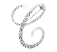 26 Letter Brooch Pins Small Silver Metal Rhinestone Crystal Initial A~Z Alphabet Brooch Lapel Pins for Men Women Girls Boys Birthday Christmas Wedding Gift