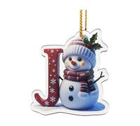 26 Letter Christmas Decorations Initial Letter Christmas Tree Pendant, Snowman Acrylic Hanging Ornaments Xmas Box Fillers Decor, J