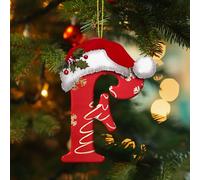 26 Letter Christmas Decorations, Personalized DIY Hat Letter Pendant for Tree, Xmas Alphabet Hanging Ornaments for Party Gifts (F)