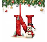 26 Letter Christmas Tree Decorate,Personalized Acrylic Letters Snowman Ornaments,Custom A to Z Hanging Christmas Pendant for Family Friends,for DIY Crafts Decorations, Home Party Festival Decor (N)