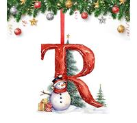 26 Letter Christmas Tree Decorate,Personalized Acrylic Letters Snowman Ornaments,Custom A to Z Hanging Christmas Pendant for Family Friends,for DIY Crafts Decorations, Home Party Festival Decor (R)